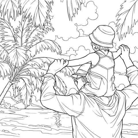 Seaside Moments on Father's Shoulders