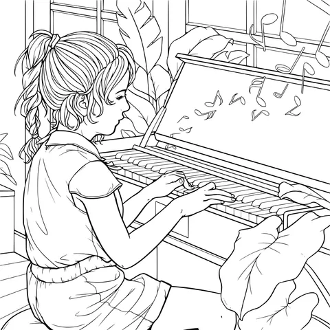 Girl playing the piano