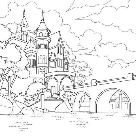 Scenery of Castle by the River