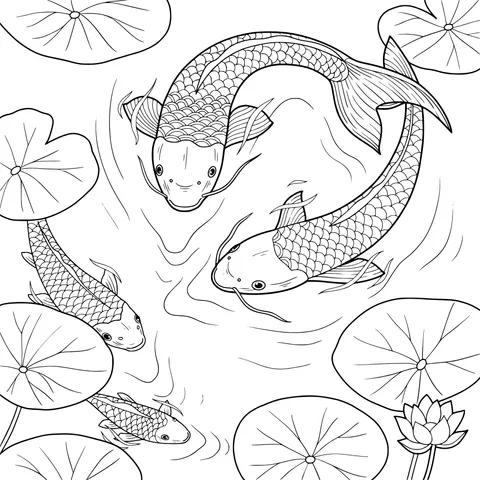 Koi Carps in the Pond