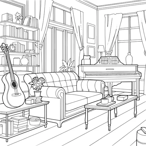 Cozy Music - themed Living Room