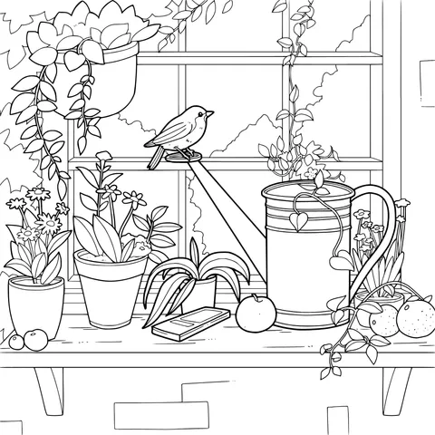 A Small Gardening Scene by the Window