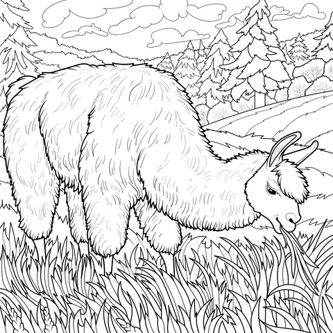 Alpaca on the Grassland