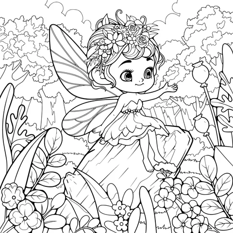 The Flower Fairy in the Forest