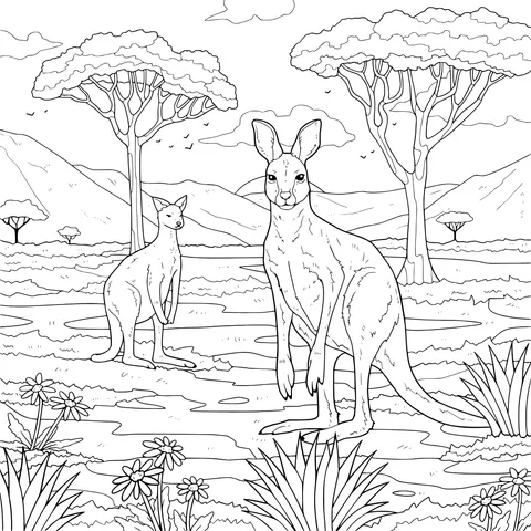 Kangaroos on the Grassland