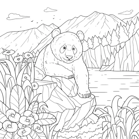 Panda on the Rock