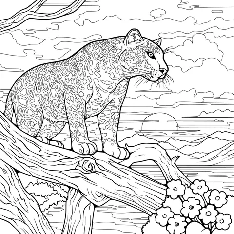 Leopard Standing on a Branch at Dusk