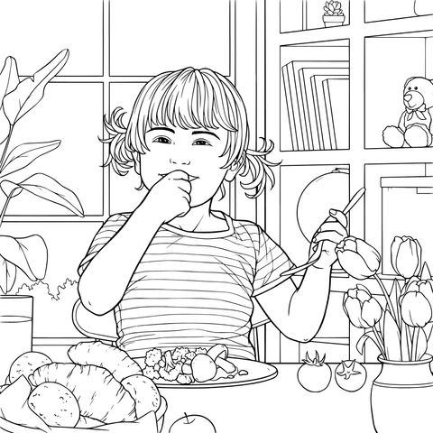 小女孩正在用餐