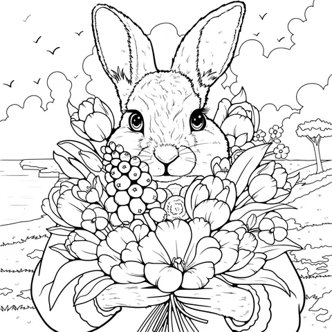 Rabbit Holding Flowers