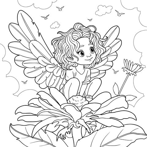 Little angel sitting on a flower