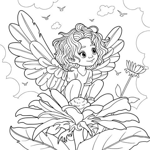 Little angel sitting on a flower
