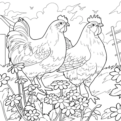 Two Roosters in the Field