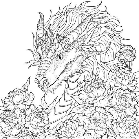 Blue Dragon among Flowers