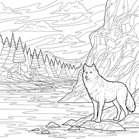 Lonely Wolf by the River