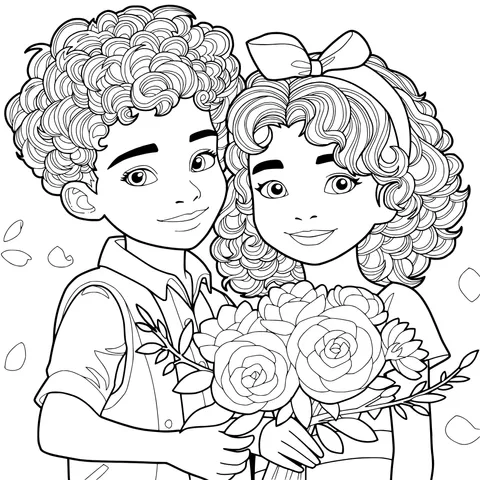 Cute Siblings with Flowers