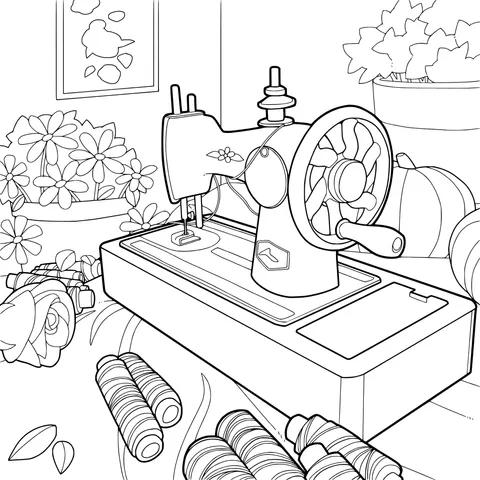 Vintage Sewing Machine and Sewing Supplies