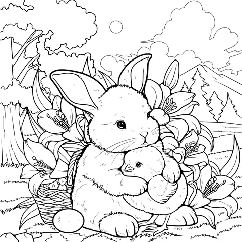 A Heart - warming Moment of a Rabbit and a Chick