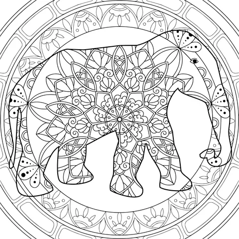 Floral - adorned Elephant Pattern