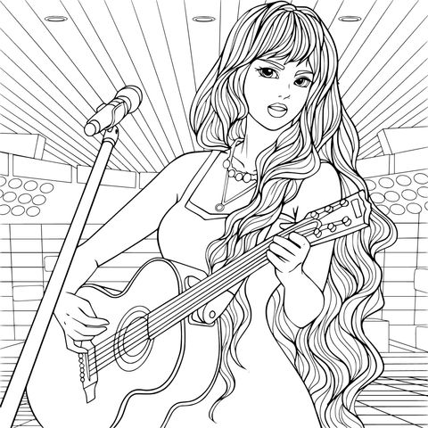 Cantora com guitarra no palco
