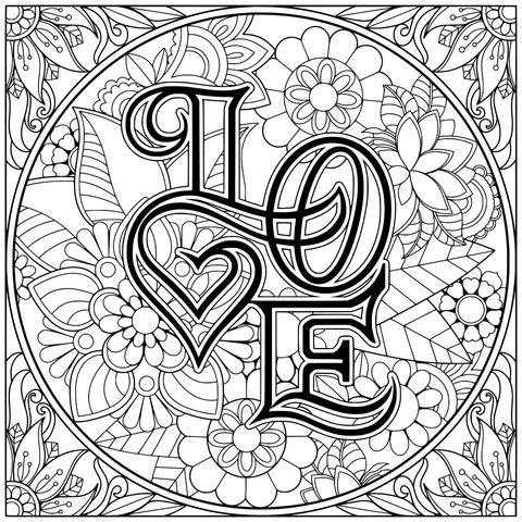 Love Pattern Surrounded by Flowers