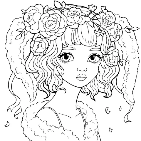 Dreamy Girl with Flower Wreath
