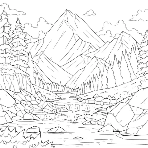 Beautiful Scenery of Mountain Stream