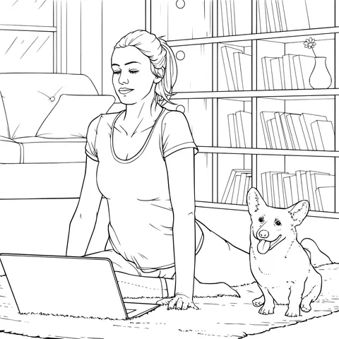 Work - from - home time with pet