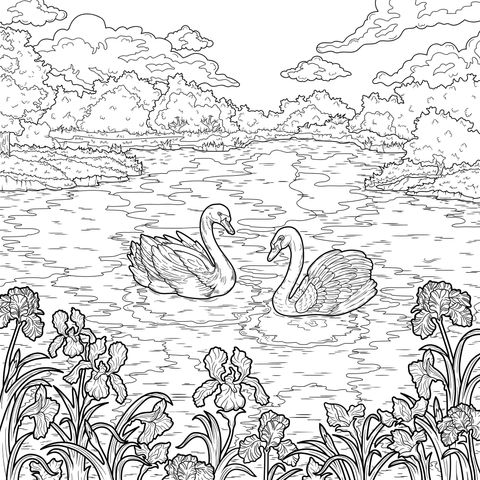 A beleza dos cisnes na beira - do - rio