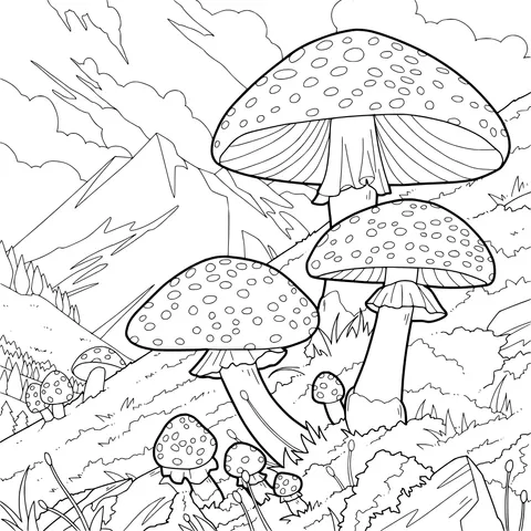 Fly - agaric Mushrooms in the Mountains