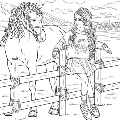 A Girl's Idyllic Time with a Horse