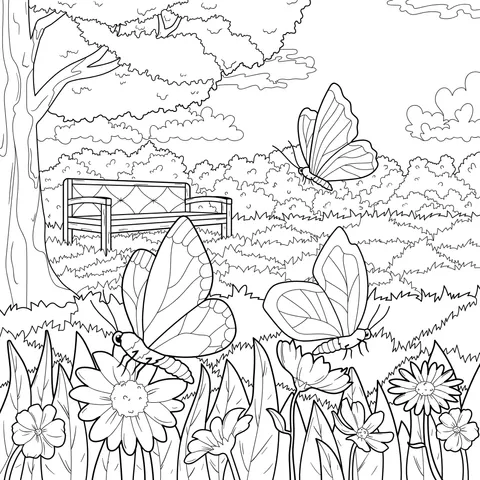 Butterflies in the Flower Bed