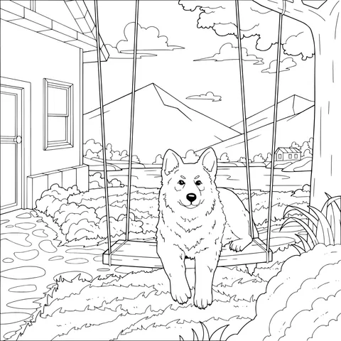 Dog on a Swing