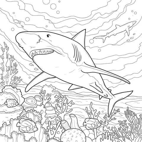 Shark and Fishes in the Ocean