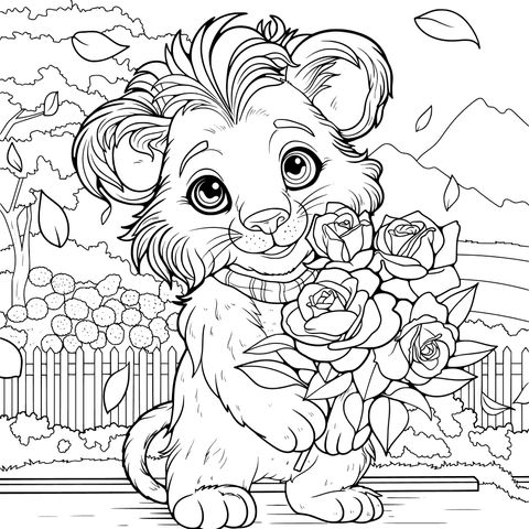Dog Holding Flowers