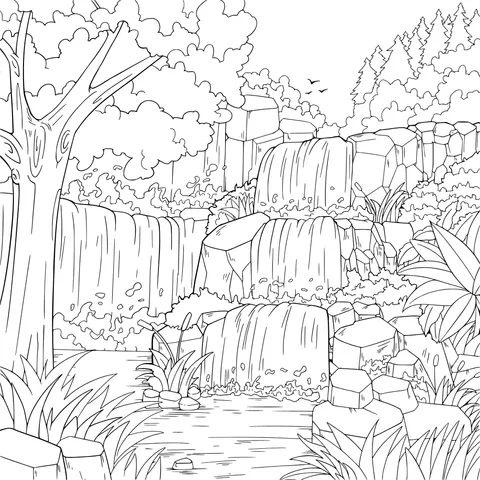 Waterfall scenery in the forest