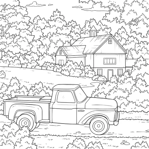 Autumn Rural Truck Scene