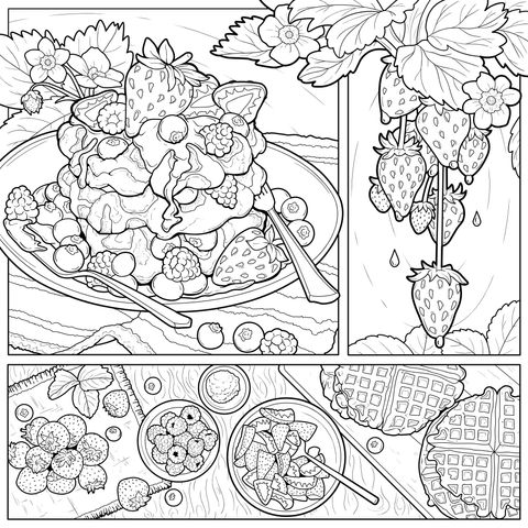 Ilustração de Waffles de Morango