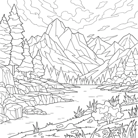 Beautiful Scenery by the Mountain Lake