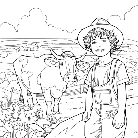 Child and Cow in the Countryside