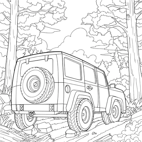 Blue Off - road Vehicle in the Forest