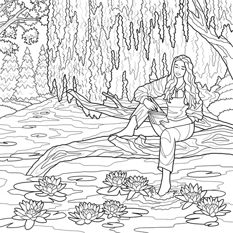 Woman Reading by the Riverside