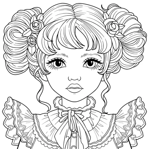 Cute Girl with Rose Hair Accessories