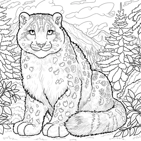 Snow Leopard in the Forest