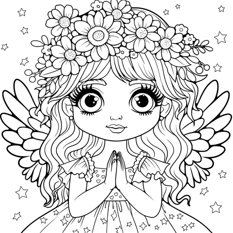 Little Angel with a Flower Wreath