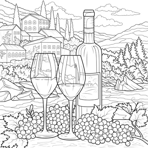 Wine and Grapes in a Rural Landscape