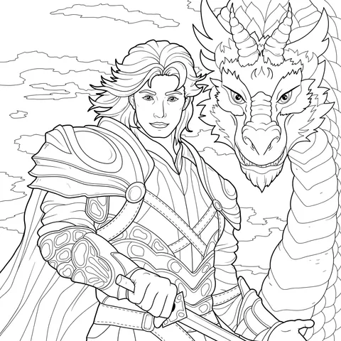 Warrior with Sword and Dragon