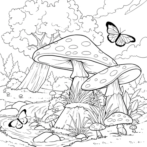 A fairy - tale mushroom forest scene