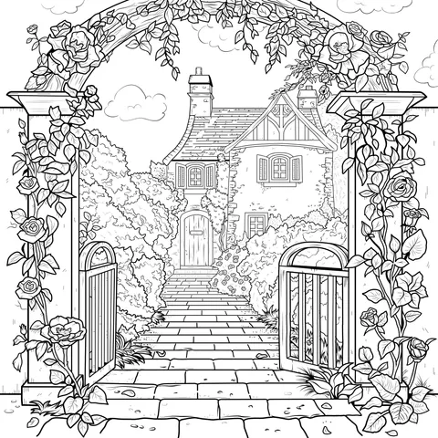 Cottage in a Rose - Encircled Courtyard