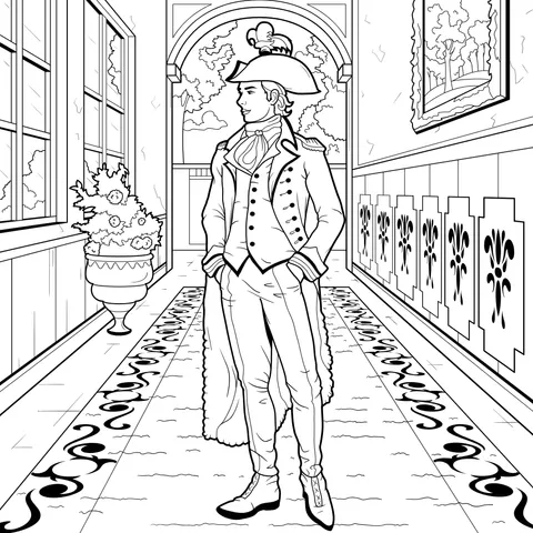 Person in retro - style attire in the corridor