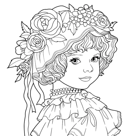 Cute Girl with a Flower Wreath on Her Head
